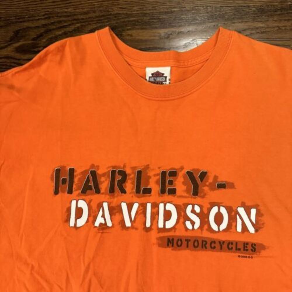 Harley Davidson Pullover Shirt Men Size 3XL Orange Short Sleeve T-Shirt Colorado